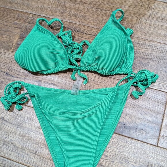 *NEW* Green Ribbed Bikini (M) - Picture 1 of 2
